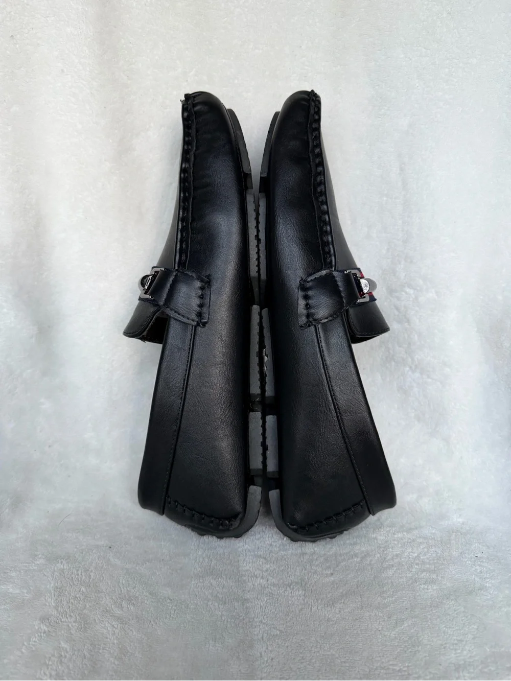Rocawear Men’s Black Slip-On Driving Loafers with Red-Blue Accent Size 9.5